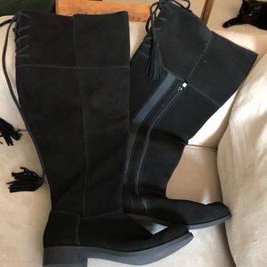 Genuine suede wide calf over the knee boots.